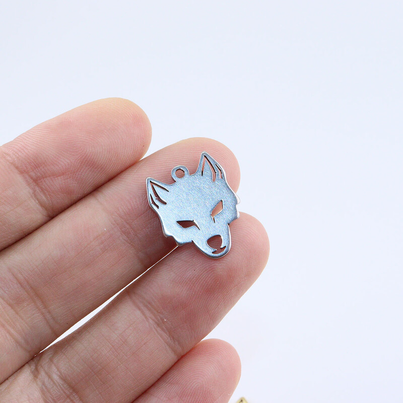 10kom 20mm Veleprodajni privjesci od nehrđajućeg čelika Glava vuka Privjesak DIY Ogrlica Naušnice Narukvice Neizblijedjele Bezbojne 2 boje