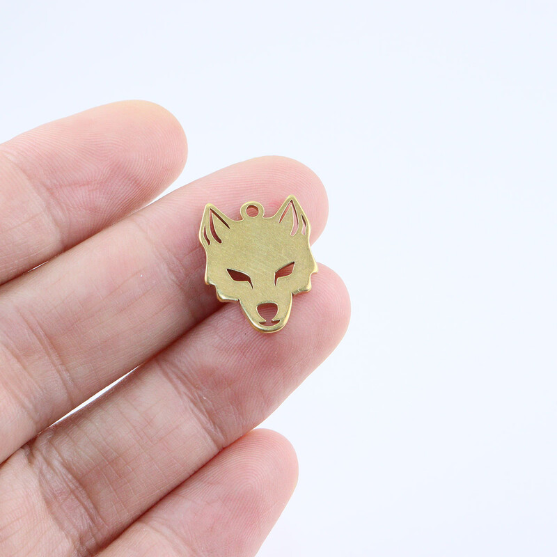 10kom 20mm Veleprodajni privjesci od nehrđajućeg čelika Glava vuka Privjesak DIY Ogrlica Naušnice Narukvice Neizblijedjele Bezbojne 2 boje