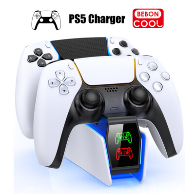 RGB kontroliera uzlādes stacija PlayStation 5 Dual Fast Charger LED indikatora uzlādes statīva dokstacija PS5 spēļu pults