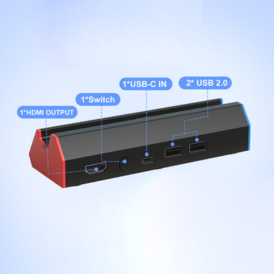 Prijenosna baza dock stanice za punjenje s 4K HDMI adapterom/USB 2.0/priključkom tipa C za Nintendo Switch OLED dock
