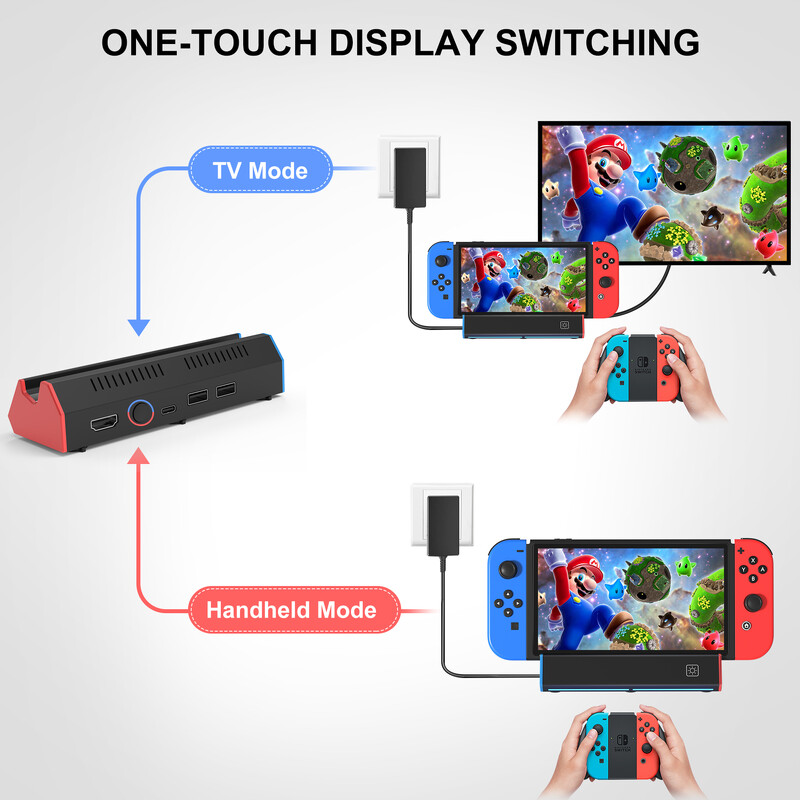 Prijenosna baza dock stanice za punjenje s 4K HDMI adapterom/USB 2.0/priključkom tipa C za Nintendo Switch OLED dock