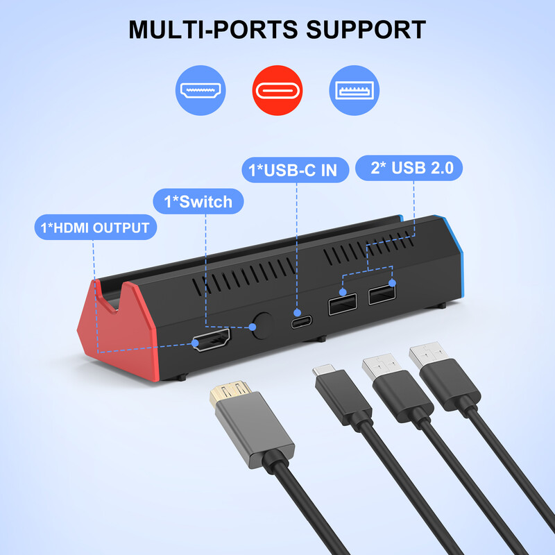 Prijenosna baza dock stanice za punjenje s 4K HDMI adapterom/USB 2.0/priključkom tipa C za Nintendo Switch OLED dock