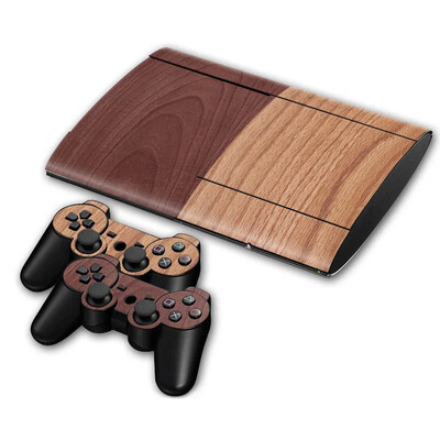 medinis individualaus dizaino konsolės valdikliai padengti vinilo lipduko lipduku, skirtu PS3 itin plonam 4000 dangų apsaugai