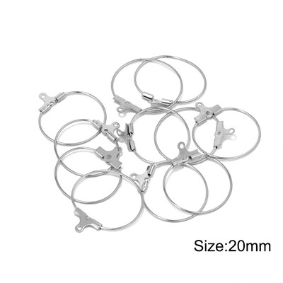 20 vnt. nerūdijančio plieno 20/25/30/35/40/45 mm auskarai su lanku, didelis apskritimas, ausinės vielos auskarų kabliukai Jungtis „pasidaryk pats“ auskarai papuošalų kūrimas