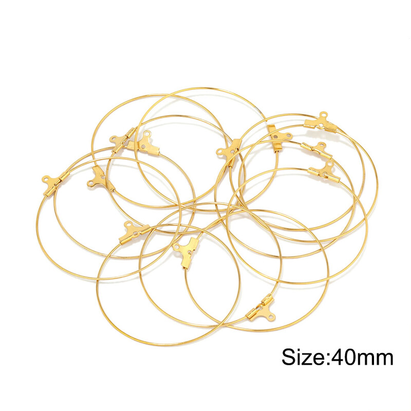 20 vnt. nerūdijančio plieno 20/25/30/35/40/45 mm auskarai su lanku, didelis apskritimas, ausinės vielos auskarų kabliukai Jungtis „pasidaryk pats“ auskarai papuošalų kūrimas