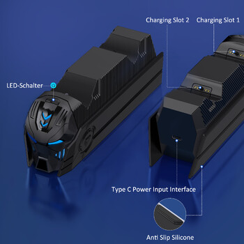 BEBONCOOL FC502 RGB контролер Зареждаща станция за PlayStation 5 Dual Fast Charger LED Стойка за зареждане за PS5 Dualsense Gamepad