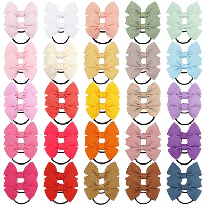 20/40/50 bucăți 2 "grosgrain panglică coadă de porc funde de păr Legături de păr elastice Suporturi benzi de păr Accesorii de păr pentru bebeluși fete sugari