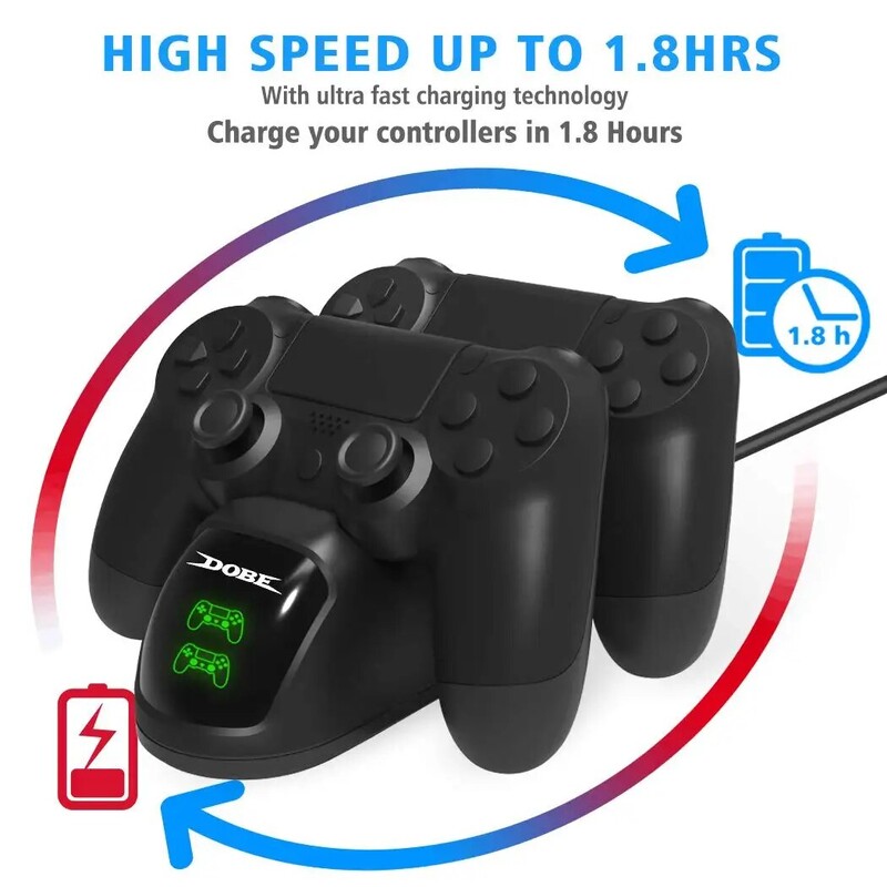 Nabíjacia stanica DOBE pre ovládač PS4 pre diaľkové nabíjanie ovládača Playstation 4 s rýchlym nabíjaním za 1,8 hodiny