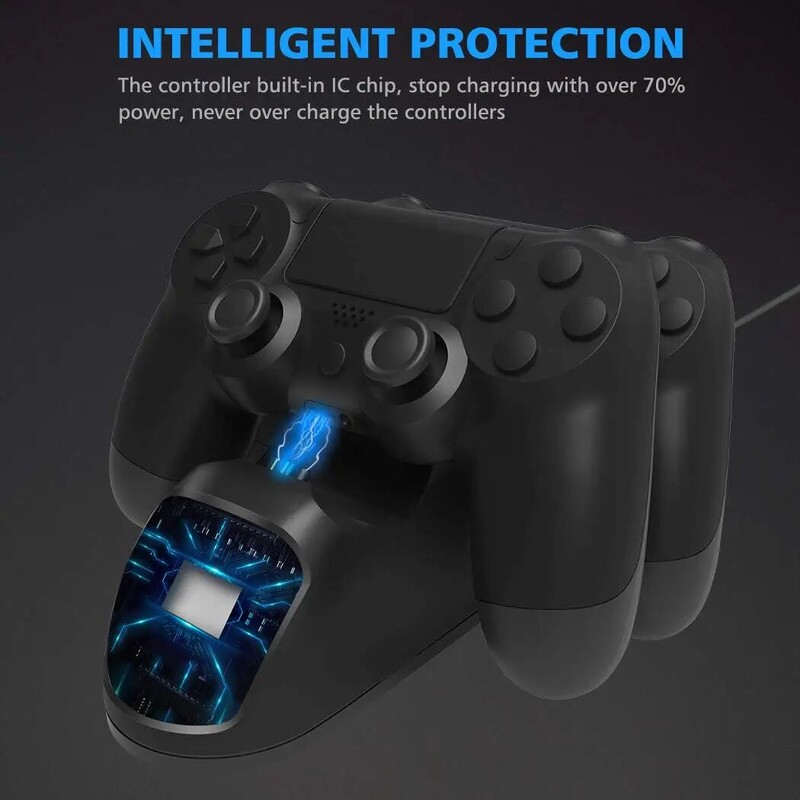 Nabíjacia stanica DOBE pre ovládač PS4 pre diaľkové nabíjanie ovládača Playstation 4 s rýchlym nabíjaním za 1,8 hodiny