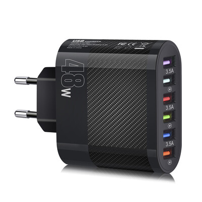 6 USB töltő 48 W gyorstöltés 3.0 iPhone Samsung Xiaomi mi táblagépekhez Mobiltelefon töltő adapter EU/US Plug gyorstöltés