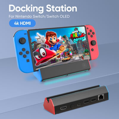 Stație de andocare pentru Nintendo Switch / Switch OLED, Stație de andocare pentru comutator de înlocuire pentru televizor cu adaptor HDMI 4K/port tip C/USB