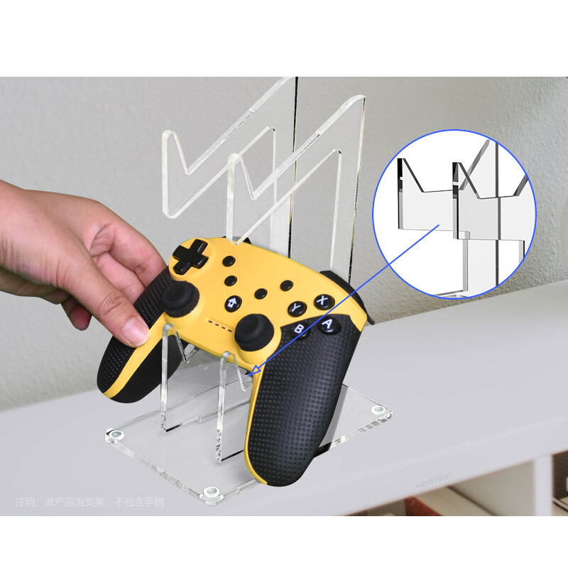 Dviejų žaidimų valdiklio laikiklis akrilo žaidimų pulto ekrano palaikymas, skirtas Switch Pro/PS5/Xbox Series X/PS4/PS2/PS3 vairasvirtės stovo stovui