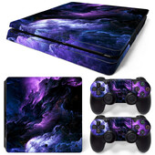 Pre konzolu PS4 Slim a 2 ovládače, nálepka na skin PS4 s dizajnom plameňa, ochranná nálepka, kompletná sada