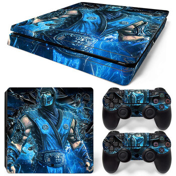 За тънка конзола PS4 и 2 контролера Стикер на кожата PS4 Flame Design Защитно покритие с етикети Пълен комплект