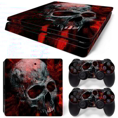 Pre konzolu PS4 Slim a 2 ovládače, nálepka na skin PS4 s dizajnom plameňa, ochranná nálepka, kompletná sada