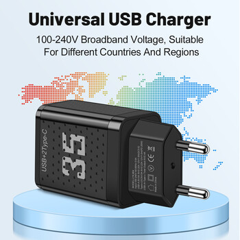 Διπλός γρήγορος φορτιστής USB 32W Τύπος C PD Quick Charge 3.0 Φορτιστής τηλεφώνου τοίχου για iPhone 15 14 13 12 11 Pro Max Xiaomi Samsung Tablet