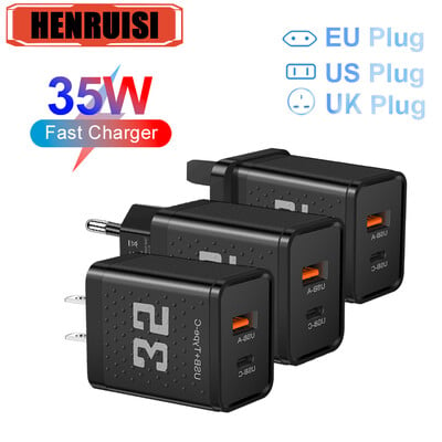 Dvostruki USB brzi punjač 32W tip C PD Quick Charge 3.0 telefonski zidni punjač za iPhone 15 14 13 12 11 Pro Max Xiaomi Samsung tablet