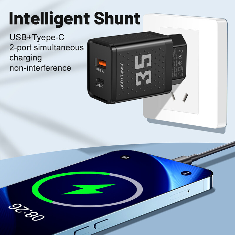 Dvostruki USB brzi punjač 32W tip C PD Quick Charge 3.0 telefonski zidni punjač za iPhone 15 14 13 12 11 Pro Max Xiaomi Samsung tablet