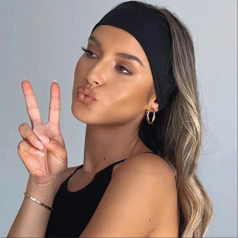 Nové dámske jednofarebné elastické vlasové pásky, joga čelenka, módny turban, make-up, vlasová obruč, vintage zaviazaná čelenka, vlasové doplnky