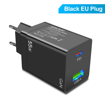 55W GaN USB Type C Incarcator PD QC 3.0 Incarcator rapid pentru Macbook Laptop IPAD Tableta iPhone 15 14 Samsung S23 Ultra Huawei Xiaomi