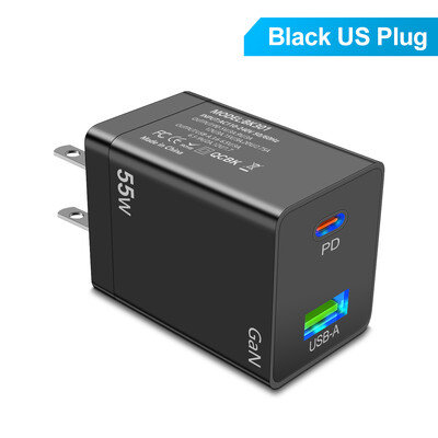 55W GaN USB Type C Incarcator PD QC 3.0 Incarcator rapid pentru Macbook Laptop IPAD Tableta iPhone 15 14 Samsung S23 Ultra Huawei Xiaomi