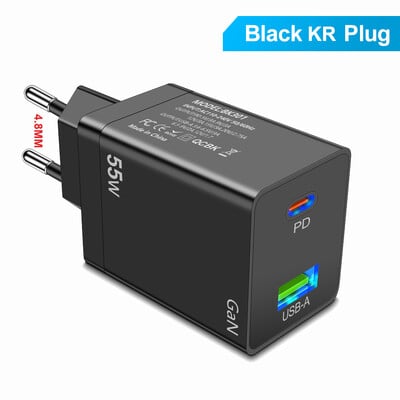 55W GaN USB Type C Incarcator PD QC 3.0 Incarcator rapid pentru Macbook Laptop IPAD Tableta iPhone 15 14 Samsung S23 Ultra Huawei Xiaomi