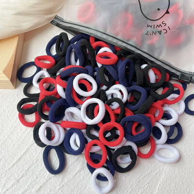 20/50/100 vnt Spalvingi baziniai nailoniniai „Ealstic“ plaukų kaklaraiščiai, skirti mergaitėms surišti į uodegą „Scrunchie“ guminė juosta Vaikiški plaukų aksesuarai