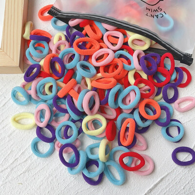 20/50/100 vnt Spalvingi baziniai nailoniniai „Ealstic“ plaukų kaklaraiščiai, skirti mergaitėms surišti į uodegą „Scrunchie“ guminė juosta Vaikiški plaukų aksesuarai