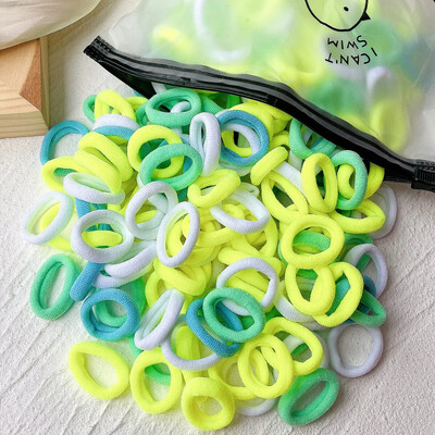 20/50/100 vnt Spalvingi baziniai nailoniniai „Ealstic“ plaukų kaklaraiščiai, skirti mergaitėms surišti į uodegą „Scrunchie“ guminė juosta Vaikiški plaukų aksesuarai