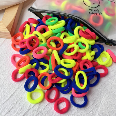 20/50/100 vnt Spalvingi baziniai nailoniniai „Ealstic“ plaukų kaklaraiščiai, skirti mergaitėms surišti į uodegą „Scrunchie“ guminė juosta Vaikiški plaukų aksesuarai