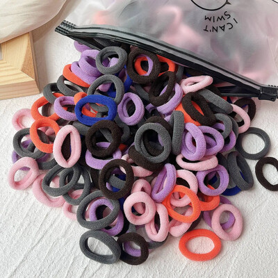 20/50/100 vnt Spalvingi baziniai nailoniniai „Ealstic“ plaukų kaklaraiščiai, skirti mergaitėms surišti į uodegą „Scrunchie“ guminė juosta Vaikiški plaukų aksesuarai