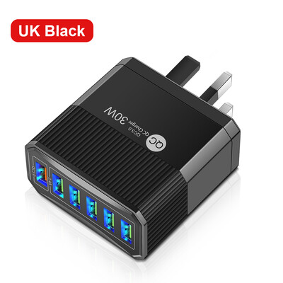 30W 6 USB EU US KR UK Plug зарядно устройство Телефонен адаптер за iPhone 15 Pro Max Xiaomi Samsung Tablet Преносимо стенно мобилно зарядно устройство