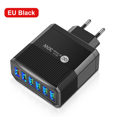 30W 6 USB EU US KR UK Plug зарядно устройство Телефонен адаптер за iPhone 15 Pro Max Xiaomi Samsung Tablet Преносимо стенно мобилно зарядно устройство
