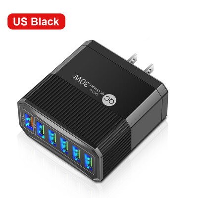 30W 6 USB EU US KR UK Plug зарядно устройство Телефонен адаптер за iPhone 15 Pro Max Xiaomi Samsung Tablet Преносимо стенно мобилно зарядно устройство