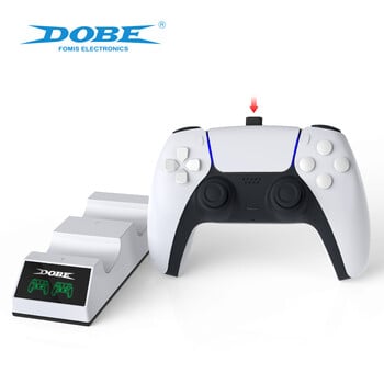 DOBE Dual Charging Dock за PS5 Controller Handle Fast Charger Station Stand with LED Indicators for PlayStation5 Gamepad