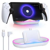 Stație de andocare de încărcare pentru Playstation Portal, suport de încărcare pentru Ps Portal cu lumină RGB și cablu de încărcare USB C
