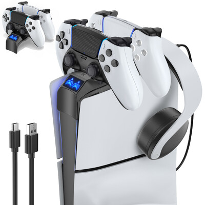 PS5 Slim Controller Charger Stand PS5 Slim Gamepad Ātrās uzlādes dokstacija Sony PlayStation 5 Slim konsolei
