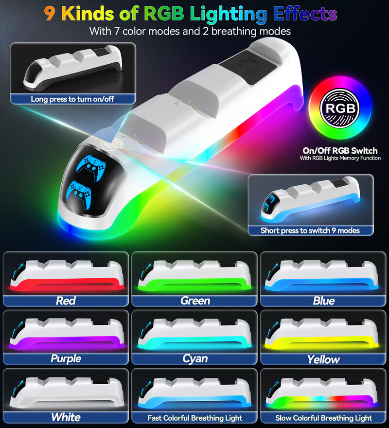 PS5 Slim Controller Charger Stand PS5 Slim Gamepad Ātrās uzlādes dokstacija Sony PlayStation 5 Slim konsolei