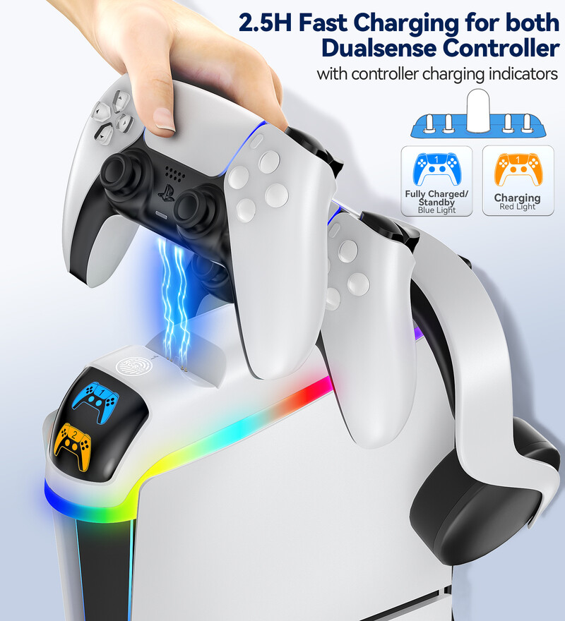 PS5 Slim Controller Charger Stand PS5 Slim Gamepad Ātrās uzlādes dokstacija Sony PlayStation 5 Slim konsolei