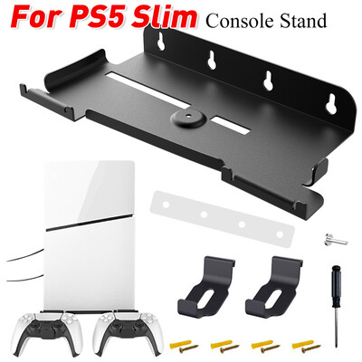 Επιτοίχια βάση κονσόλας για PS5 Slim Holder με 2 βάσεις χειριστηρίου Κάθετη βάση αποθήκευσης για PlayStation5 Slim