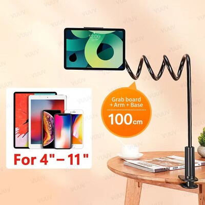 Suport pentru tabletă cu gât de gâscă pentru pat Suport pentru telefon Suport flexibil cu clemă cu braț lung Suport tabletă pentru iPad Samsung Xiaomi 4,7-11 inci