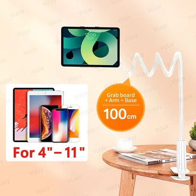 Suport pentru tabletă cu gât de gâscă pentru pat Suport pentru telefon Suport flexibil cu clemă cu braț lung Suport tabletă pentru iPad Samsung Xiaomi 4,7-11 inci