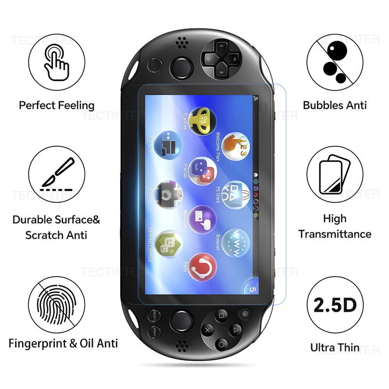 Skirta Sony PS Vita PSV 1000 ekrano apsaugai priekinis grūdintas stiklas + galinis skaidrus Full HD apsauginės plėvelės dangtelis PSV 2000 delniniam kompiuteriui