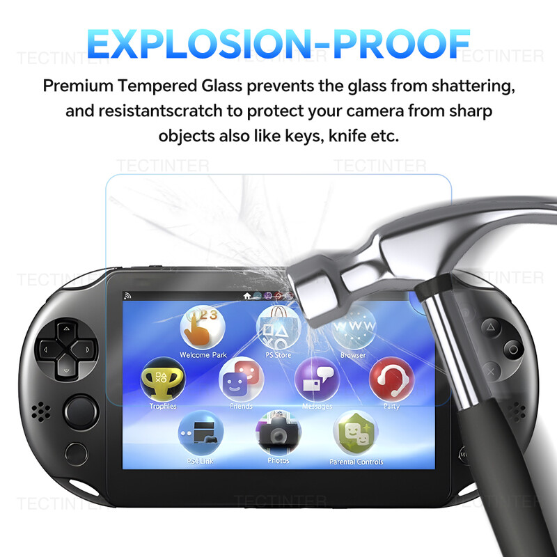 Skirta Sony PS Vita PSV 1000 ekrano apsaugai priekinis grūdintas stiklas + galinis skaidrus Full HD apsauginės plėvelės dangtelis PSV 2000 delniniam kompiuteriui