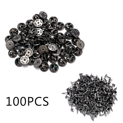 50/200 vnt. Metalinis nagų kaklaraiščio smeigtukas Užrakinamas užpakalinės sagės ženkliuko laikiklis atvarto pagrindo gaminimo reikmenys, pasidaryk pats, drugelio užsegimo išvados