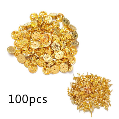 50/200 vnt. Metalinis nagų kaklaraiščio smeigtukas Užrakinamas užpakalinės sagės ženkliuko laikiklis atvarto pagrindo gaminimo reikmenys, pasidaryk pats, drugelio užsegimo išvados