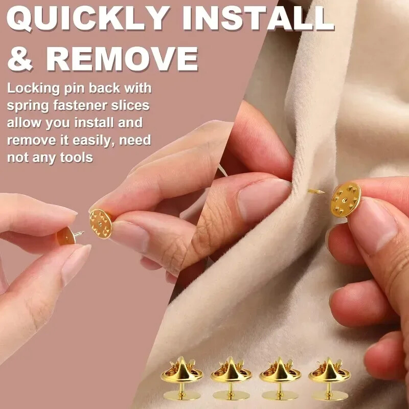 50/200 vnt. Metalinis nagų kaklaraiščio smeigtukas Užrakinamas užpakalinės sagės ženkliuko laikiklis atvarto pagrindo gaminimo reikmenys, pasidaryk pats, drugelio užsegimo išvados