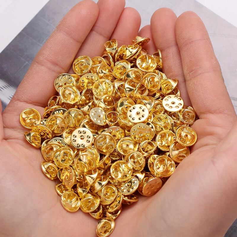 50/200 vnt. Metalinis nagų kaklaraiščio smeigtukas Užrakinamas užpakalinės sagės ženkliuko laikiklis atvarto pagrindo gaminimo reikmenys, pasidaryk pats, drugelio užsegimo išvados