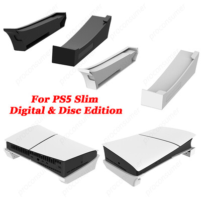 2PCS/Комплект хоризонтална стойка за Playstation Slim 5 Digital and Disc Edition Игрова конзола Държач за монтиране на докинг станция Бяла/черна стойка