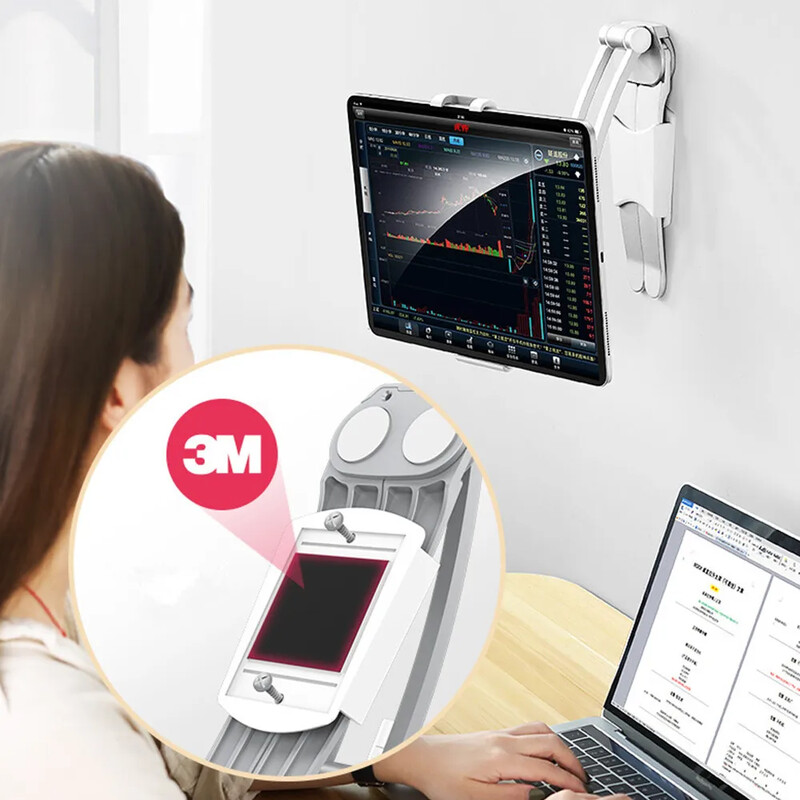 Konyhai táblagépállvány 360, hordozható 6–12,9 hüvelykes univerzális táblagép-állvány és telefontartó fali asztali táblagép-rögzítéshez